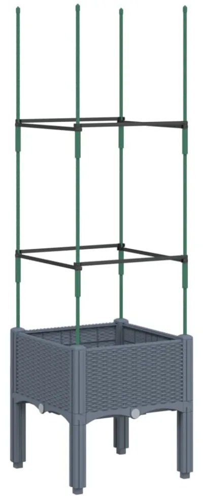 kékszürke polipropilén rácsos kerti ültetőláda 40 x 40 x 142,5 cm
