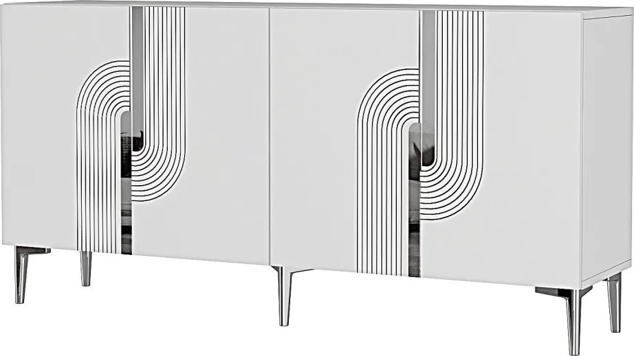 Meyra komód, fehér-ezüst, 150 cm