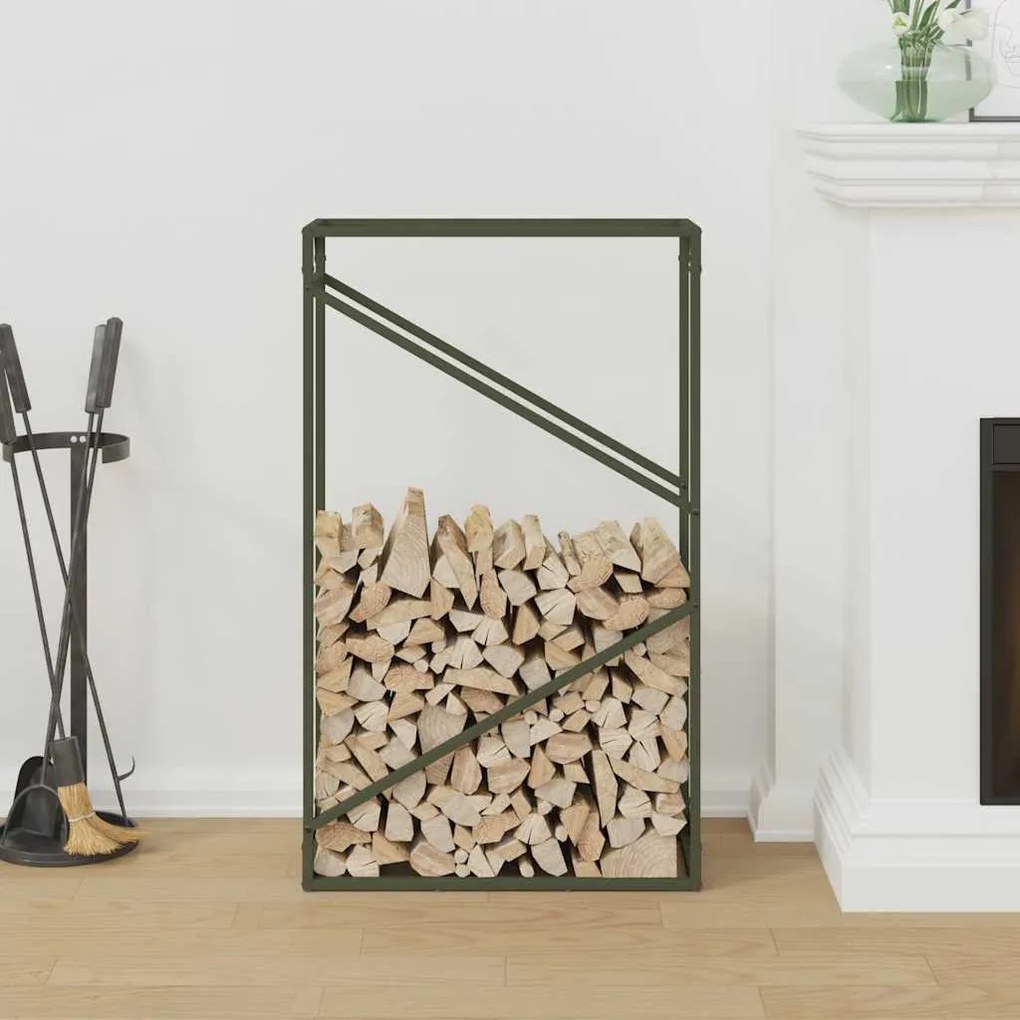 olívazöld hidegen hengerelt acél tűzifatároló 60x25x100 cm