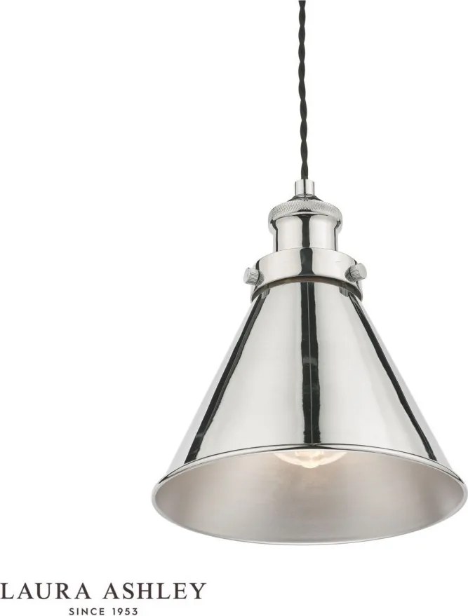 LAURA ASHLEY 3756102-Q RUFUS Modern Függesztett Lámpa Csiszolt Króm E27 IP20
