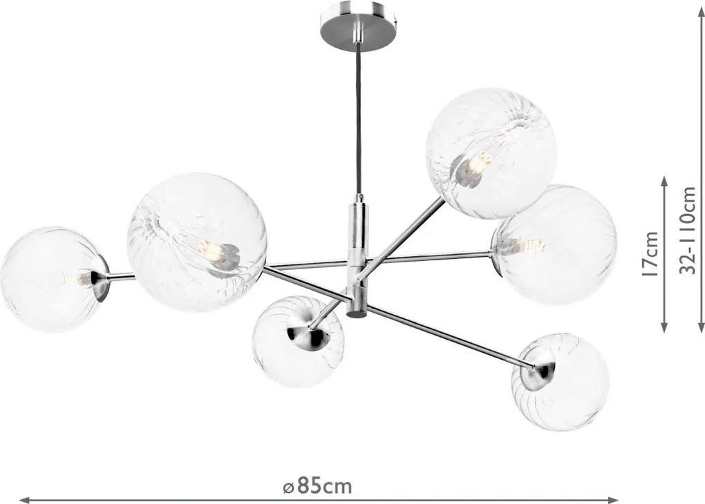 Dar Lighting modern függeszték vignette csiszolt króm darvig0650-22
