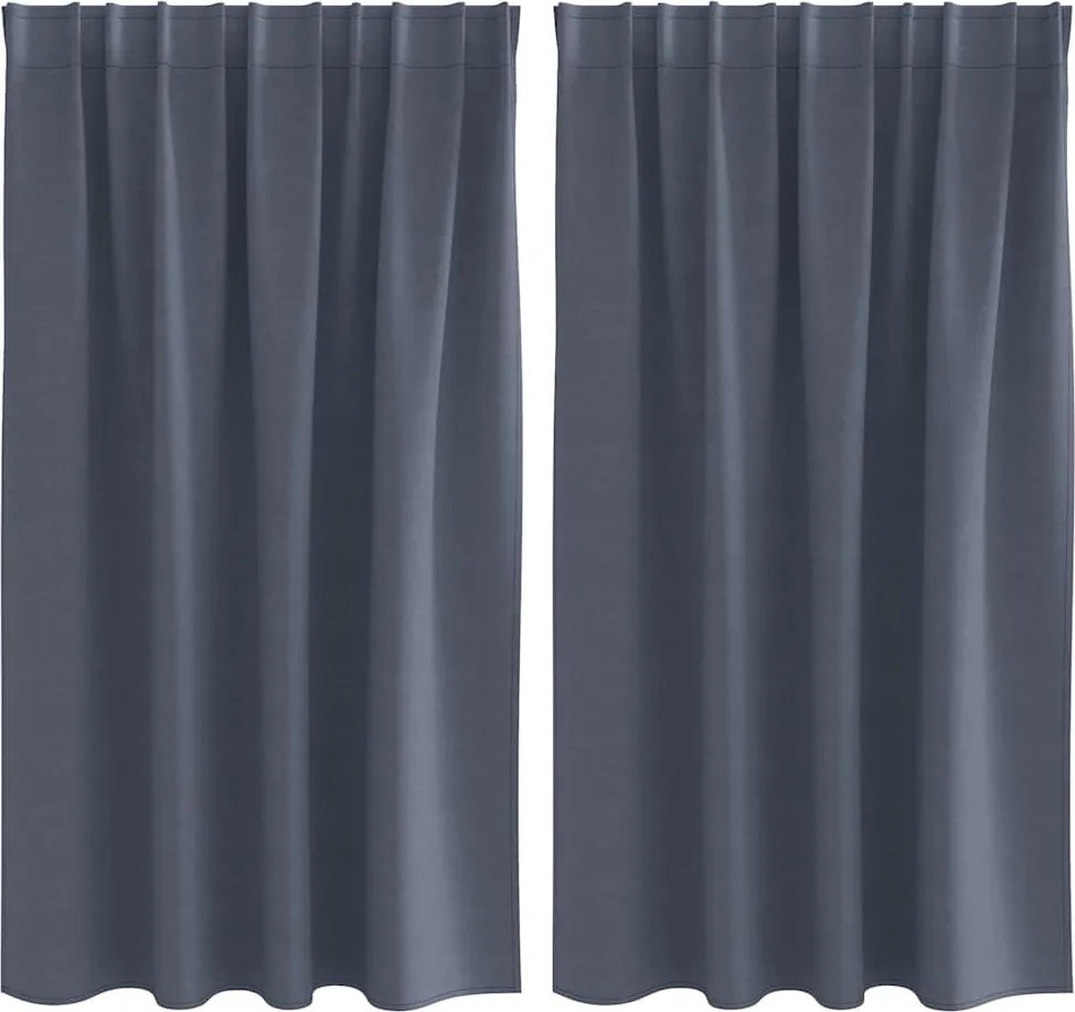 vidaXL Fekete Függöny Gyűrűkkel 2 pcs Antracit 140 x 140 cm Poliészter