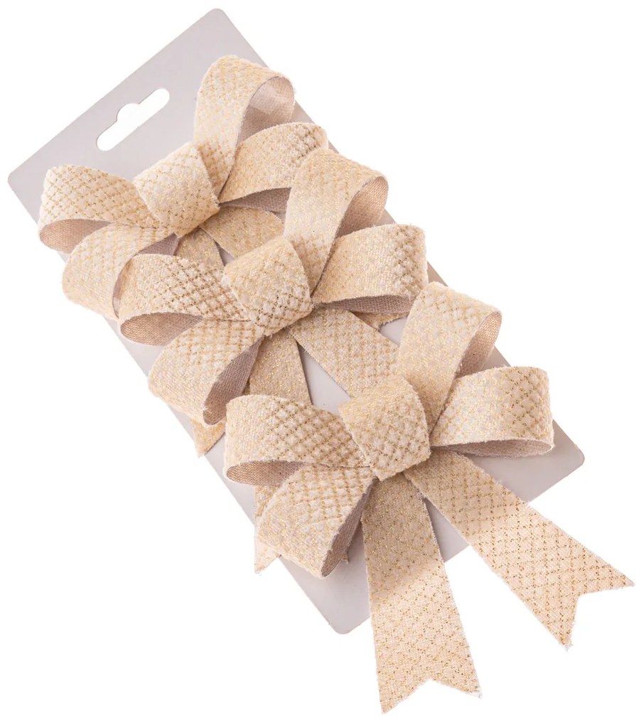 Karácsonyi masni szett 10 x 13 cm, krém színű, 3db