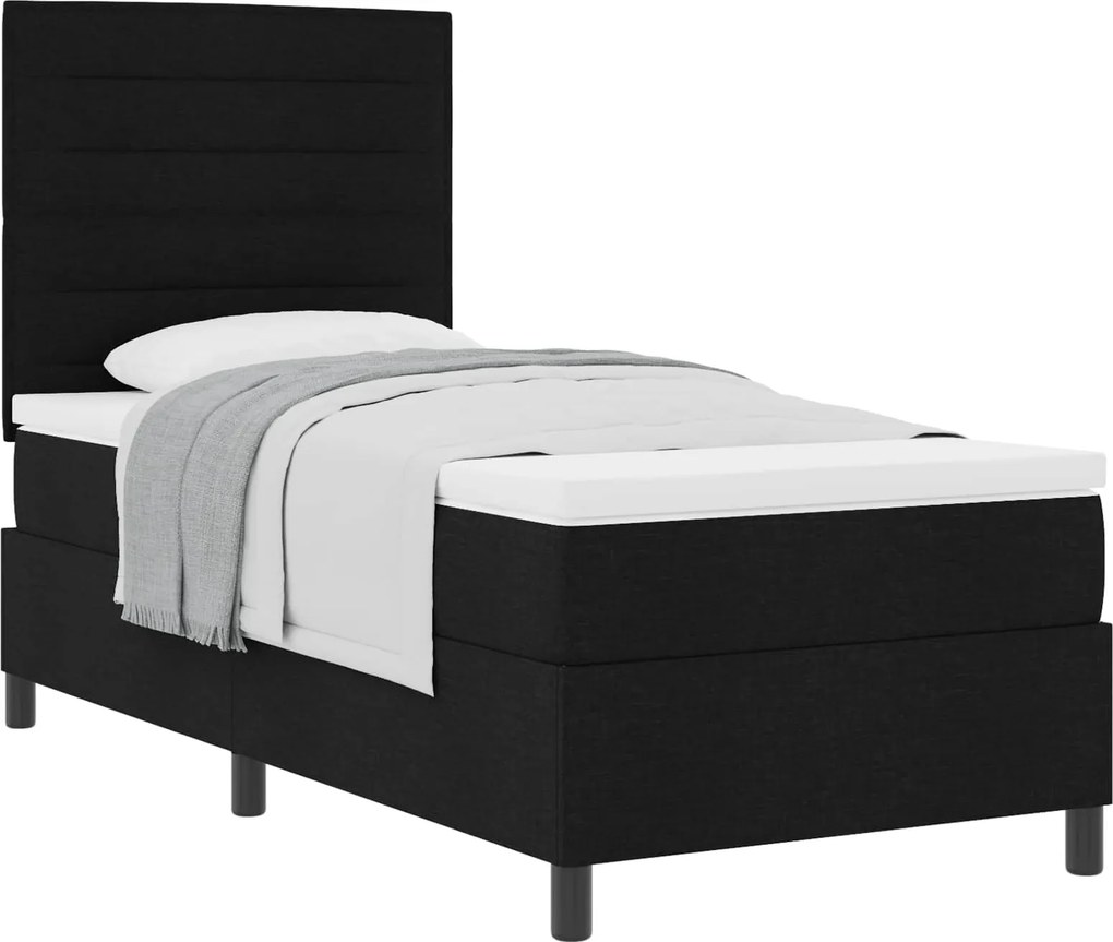 vidaXL Boxrugós ágy matracmal fejtámlával Fekete 90 x 190 cm szövet
