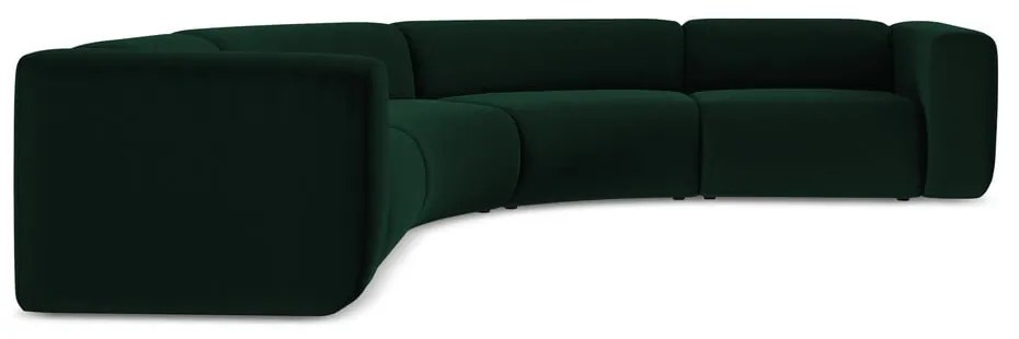Sötétzöld bársony sarokkanapé Ekahi – Makamii