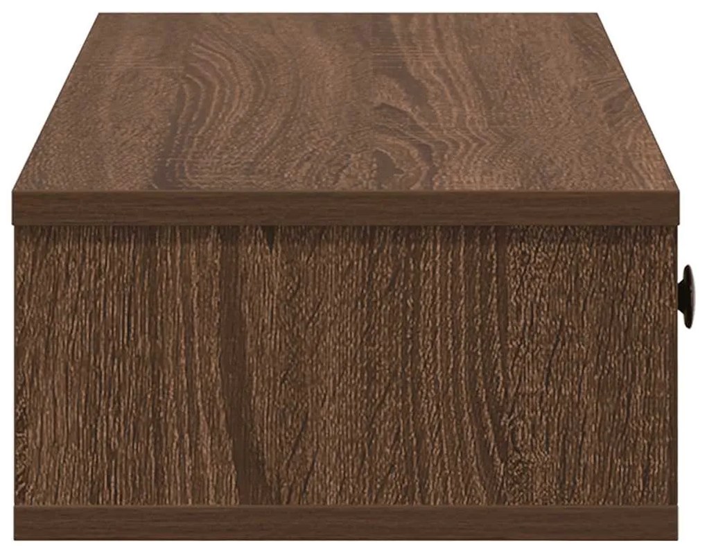 barna tölgy szerelt fa falipolc fiókokkal 100 x 37,5 x 19 cm