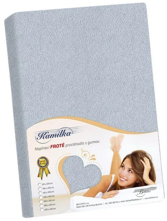 Kamilla frottír lepedő, világosszürke, 160 x 200 cm