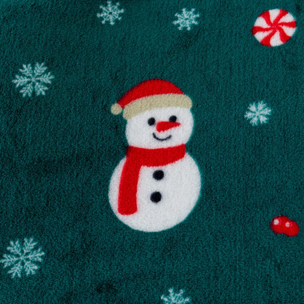 SNOWMAN AND GINGERBREAD zöld karácsonyi mikroplüss pléd Méret: 150 x 200 cm