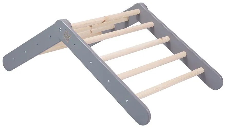 Szürke borovi fenyő pikler háromszög 60x60x60 cm Montessori – Meowbaby