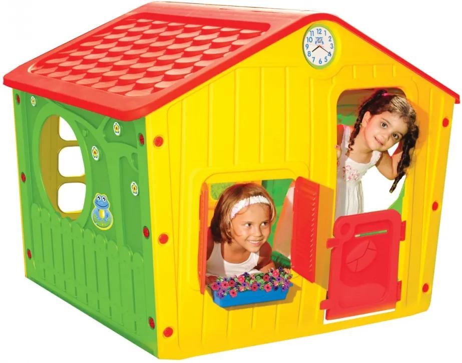 Falusi ház gyerekeknek, 140X108X116, piros-sárga-zöld