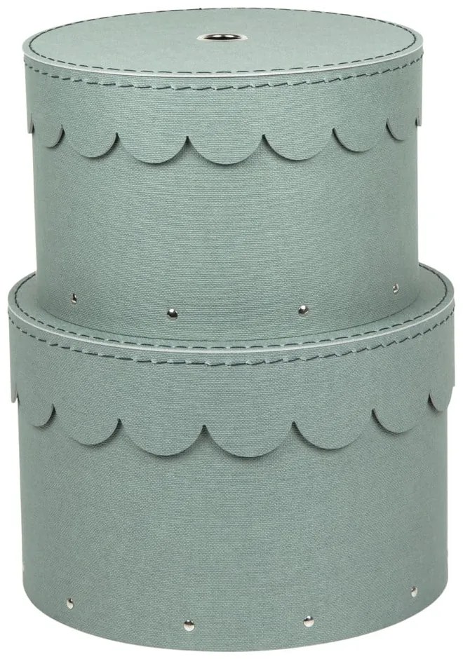 Mentazöld fedeles karton tárolódoboz szett 2 db-os ø 26x17,5 cm Wilma – Bigso Box of Sweden