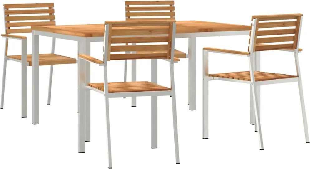 vidaXL Kert étkező szett 5 pcs Barna Tömör Teakfa