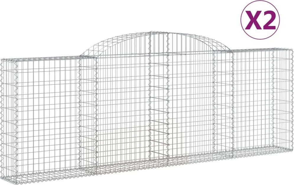 vidaXL 2 db íves horganyzott vas gabion kosár 300 x 30 x 100/120 cm