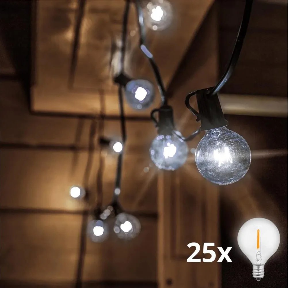 Brilagi - LED kültéri díszfényfüzér GIRLANDA 25xE12 20m IP44 hideg fehér