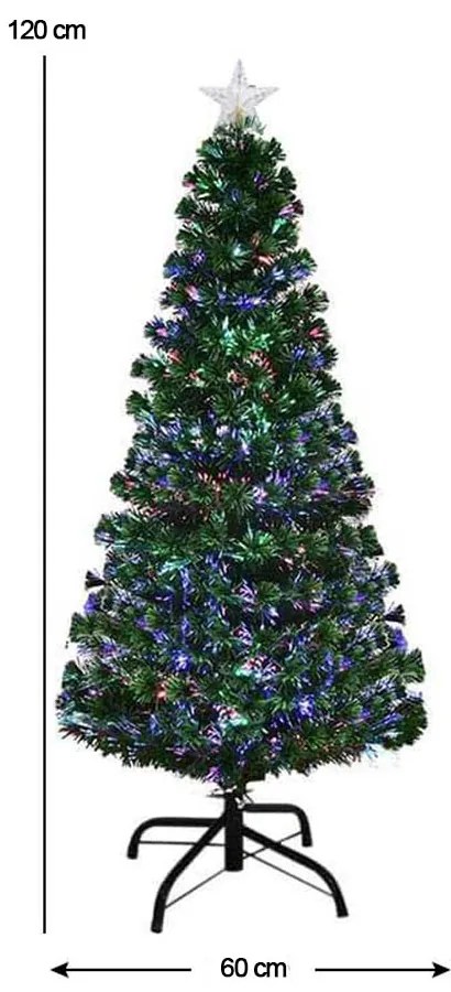 Műfenyő száloptikával színes LED-del több típusban-120 cm-es