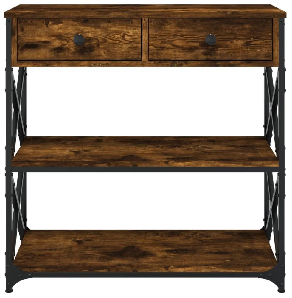 füstös tölgy színű szerelt fa tálalóasztal 75x28x75 cm