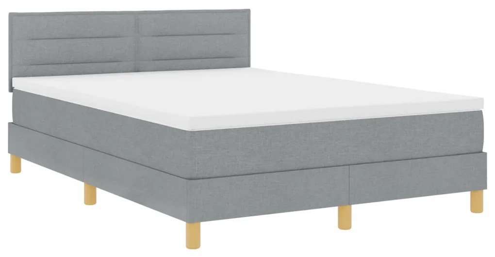 Box Spring Ágy Matraccal Világosszürke 140x190 cm Szövet