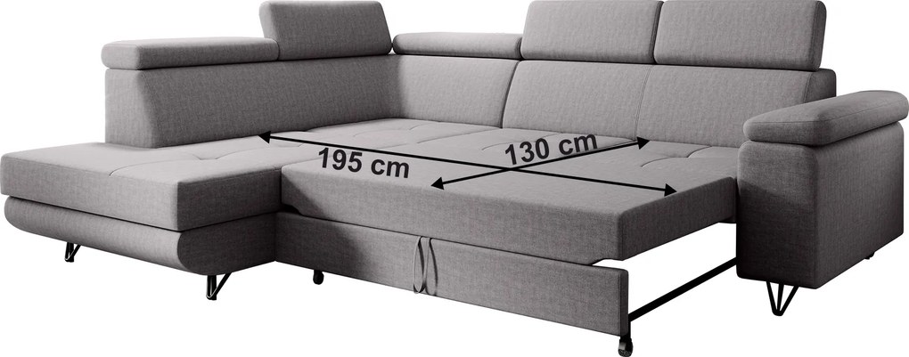 Kinyitható ülőgarnitúra, világosszürke, balos, JOGI ROH