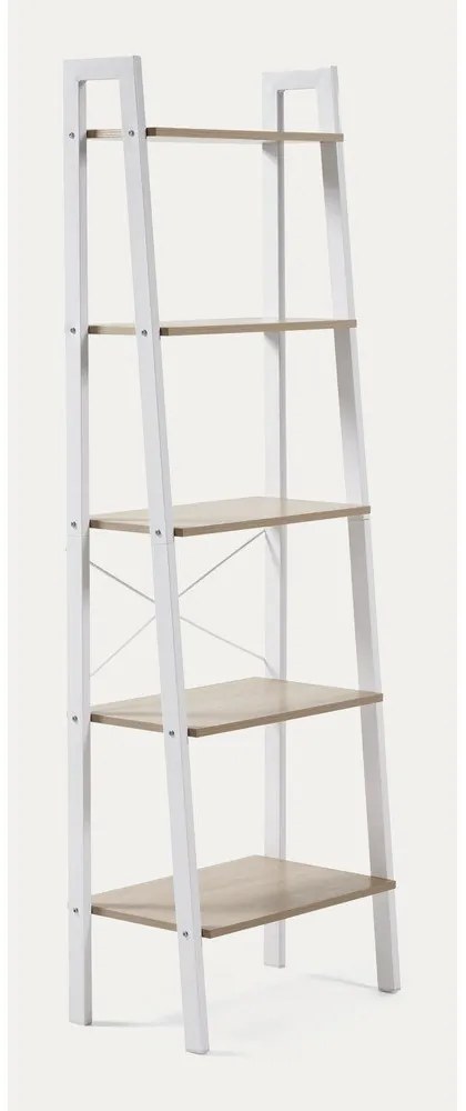 Fehér-natúr színű polcos állvány tölgyfa dekorral 56x172x32 cm Aarhus – Kave Home