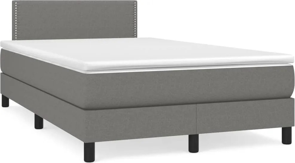 vidaXL sötétszürke szövet rugós ágy matraccal 120 x 200 cm