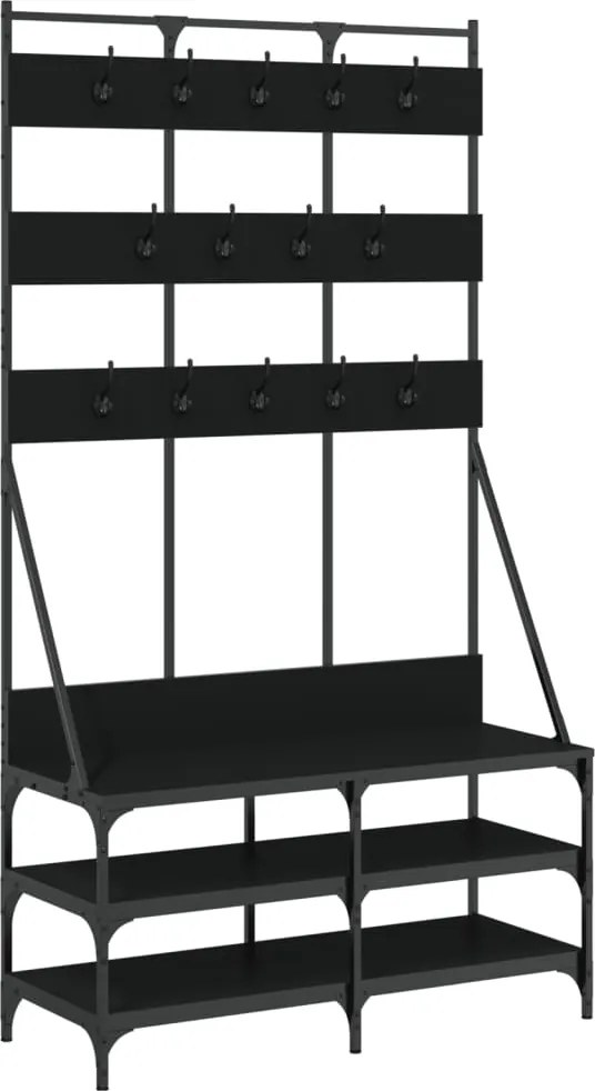 vidaXL fekete ruhafogas cipőpolccal 100x40x184 cm