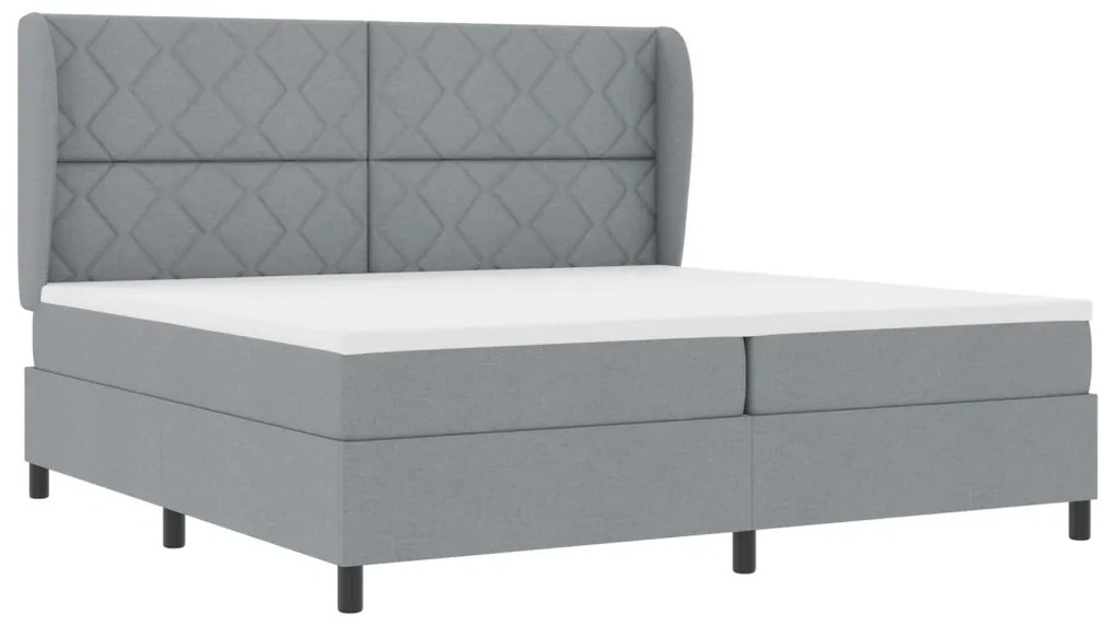 Boxspring Ágy Matraccal - Világosszürke, 200x200 cm Szövet