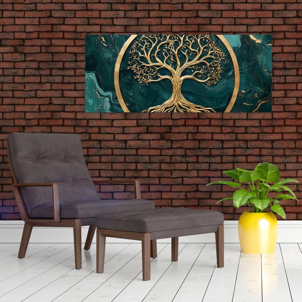 Kép – Márványban lévő arany életfa (120x50 cm)