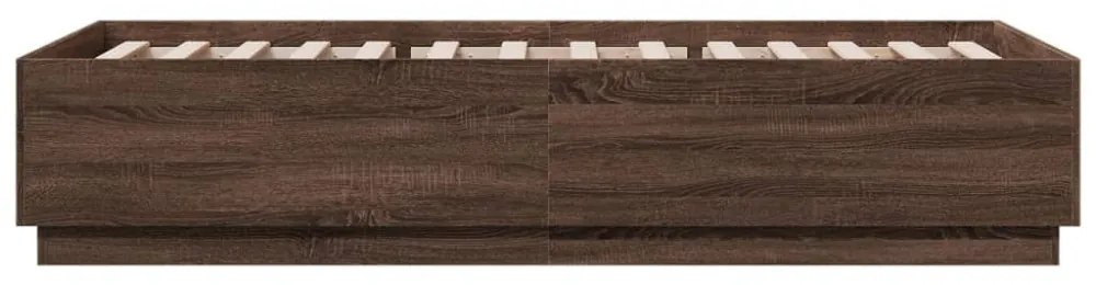 barna tölgyszínű szerelt fa ágykeret LED-del 90 x 200 cm