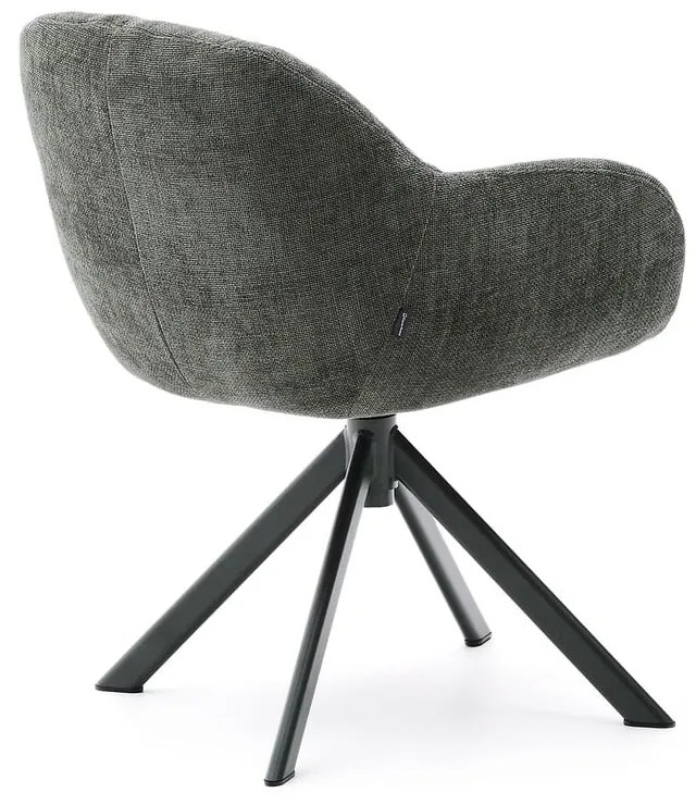 Sötétzöld kárpitozott karfás étkezőfotel Dorina – Kave Home