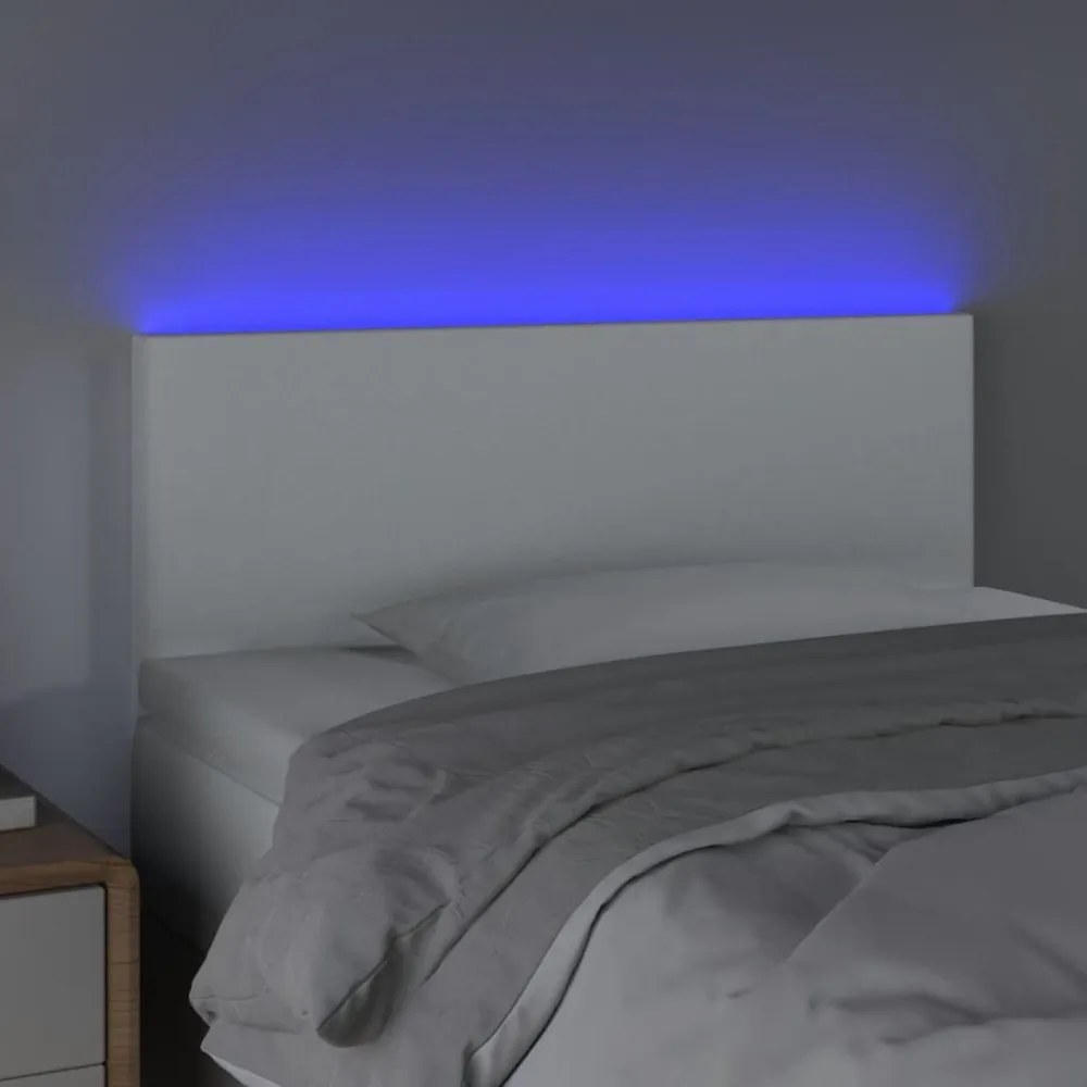 fehér műbőr LED-es fejtámla 90 x 5 x 78/88 cm