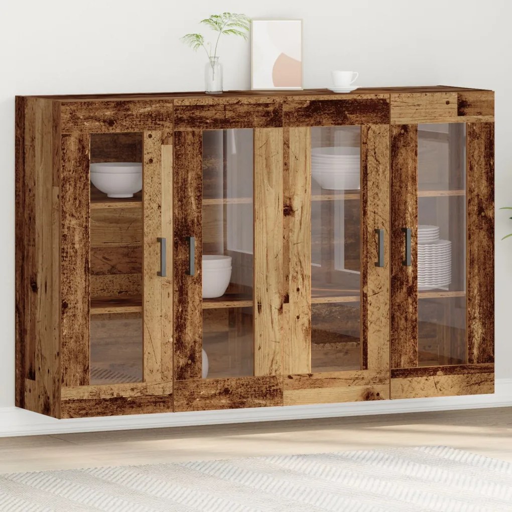 Fali Szekrények 2 db Régi Fa 69,5x34x90 cm Készített Fa