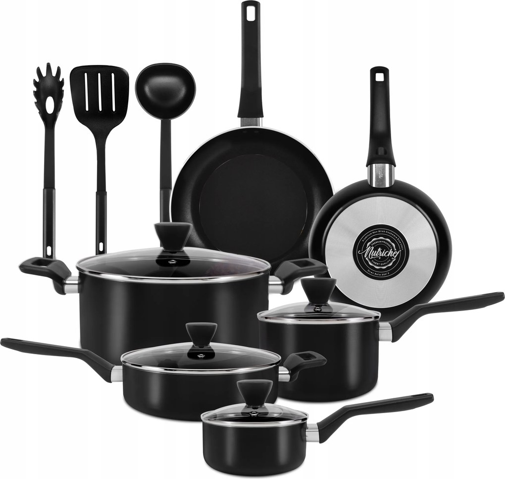 Edény És Serpenyő Szett Konyhai Eszközök Fazék Serpenyő Fedő 13 Db-os