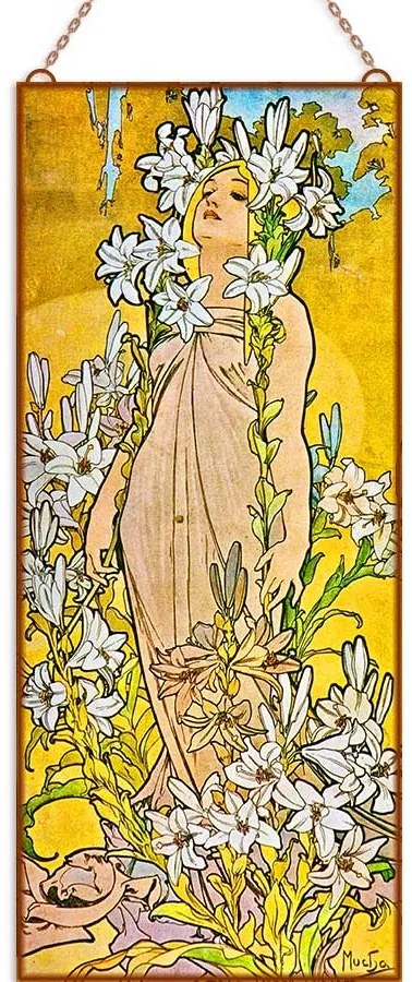 Alfons Mucha - Virágok (Garnitúra) üvegkép, falikép