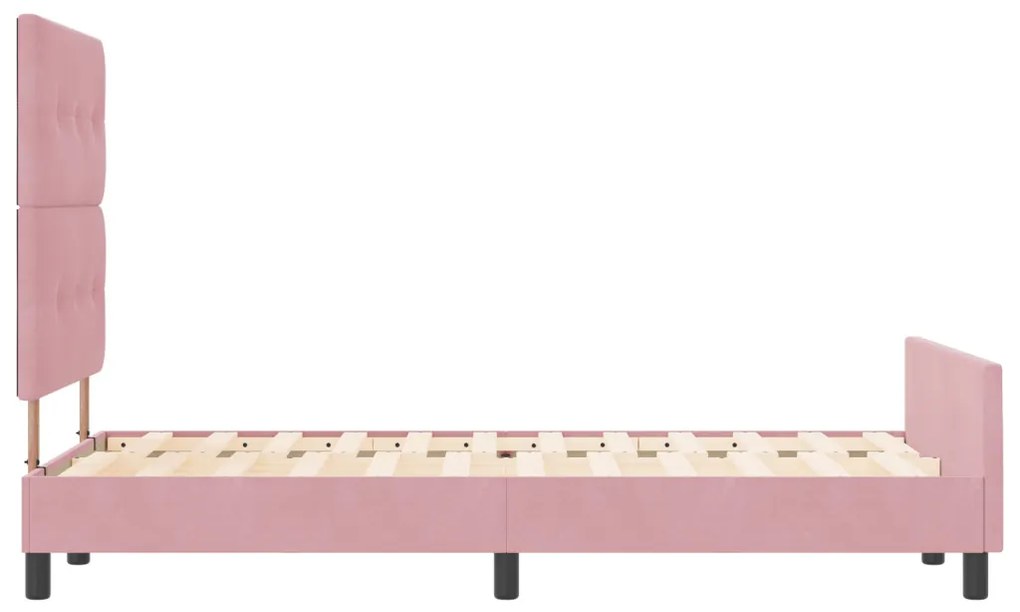 rózsaszín bársonyos ágykeret 120x200 cm