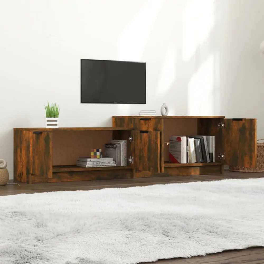 füstös tölgyszínű szerelt fa TV-szekrény 158,5 x 36 x 45 cm