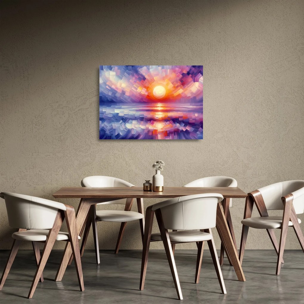 Üveg kép - Színes művészi naplemente (70x50 cm)