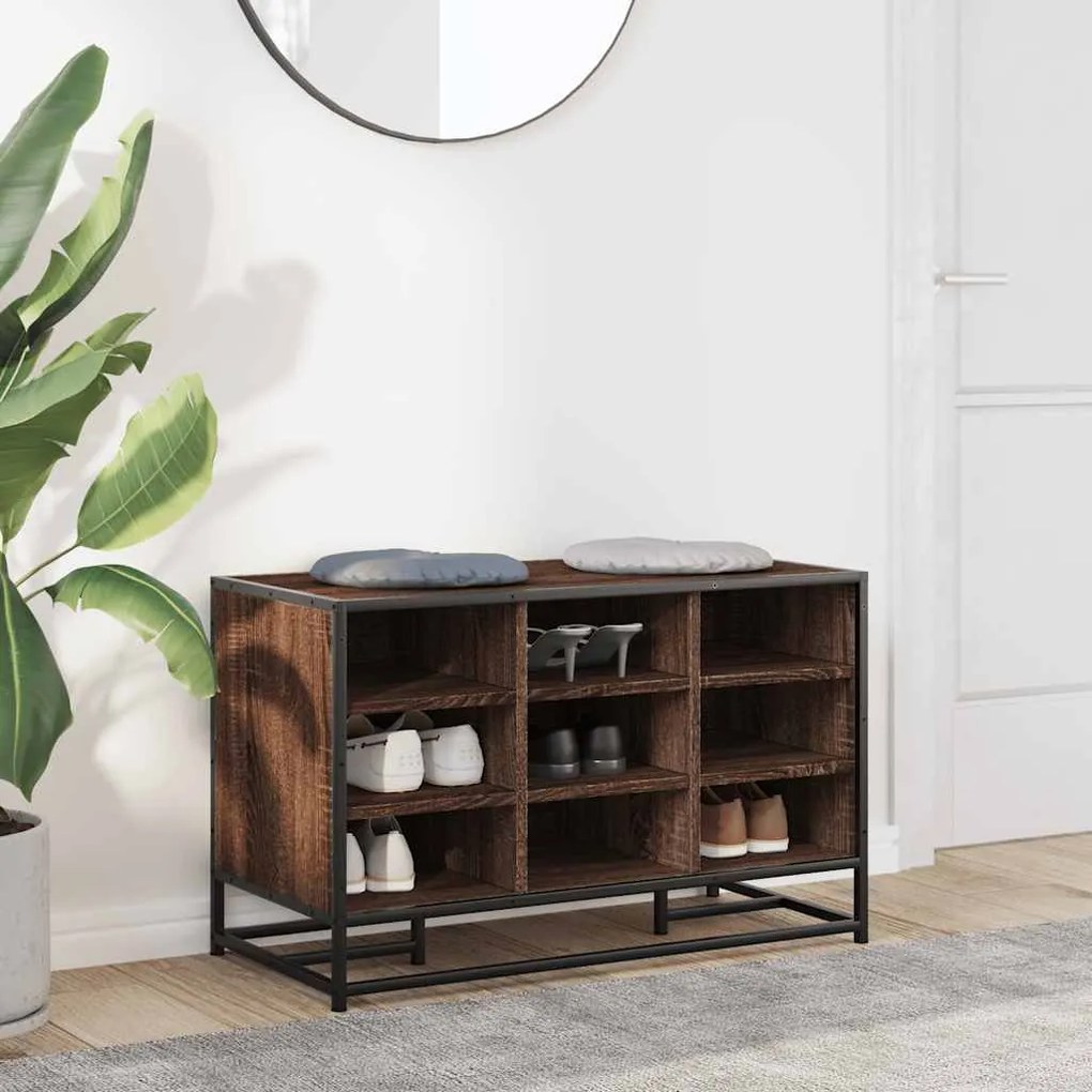 cipőpad barna tölgy 84x40x53,5 cm Gépi fa és fém