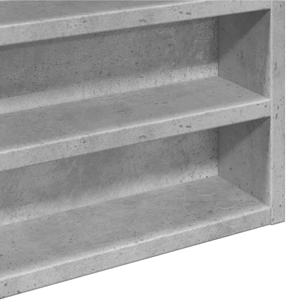 betonszürke szerelt fa vitrinszekrény 100 x 8,5 x 50 cm
