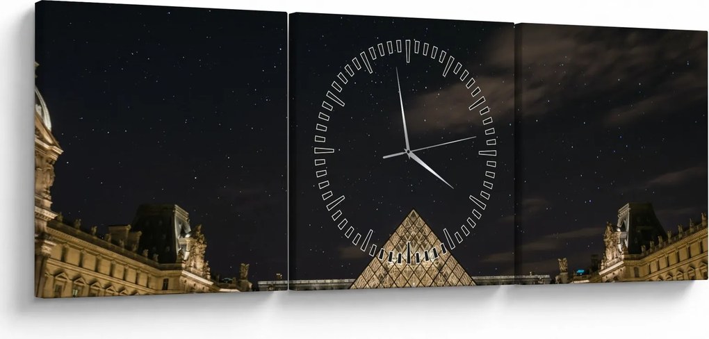 Kép - Louvre éjjel (órával) (90x30 cm)
