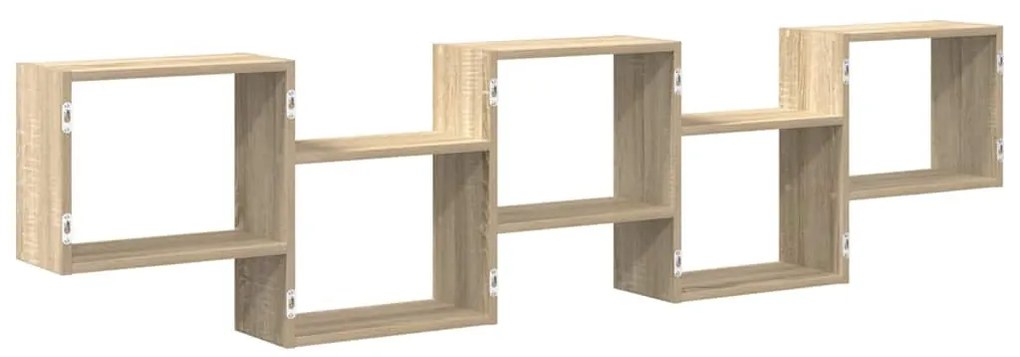 sonoma tölgyszínű szerelt fa fali kockapolc 5 rekeszes színű