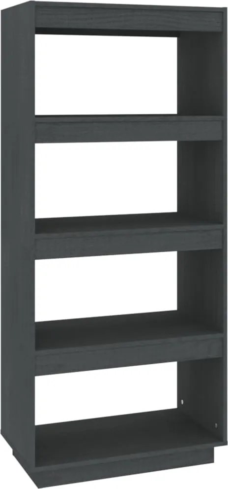 vidaXL szürke tömör fenyőfa könyvszekrény/térelválasztó 60x35x135 cm
