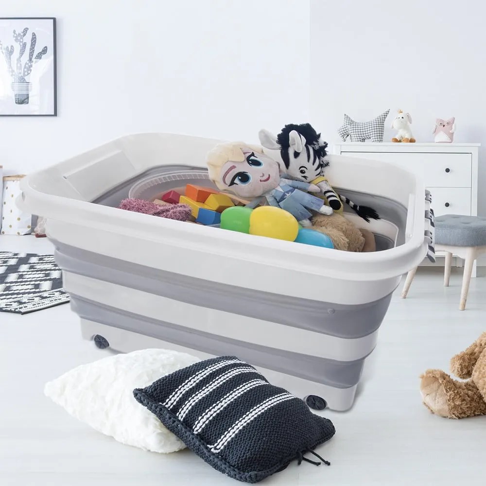 Fehér-szürke fedeles műanyag tárolódoboz 54x39x28 cm Kemp – Orion