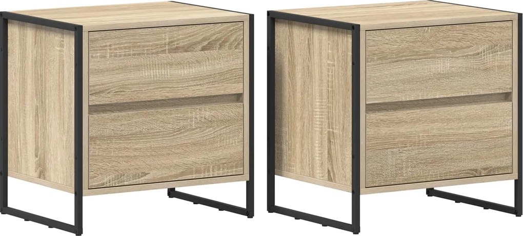 vidaXL Éjjeli asztal fiókkal 2 pcs Sonoma 50 x 39.5 x 50 cm Faanyag