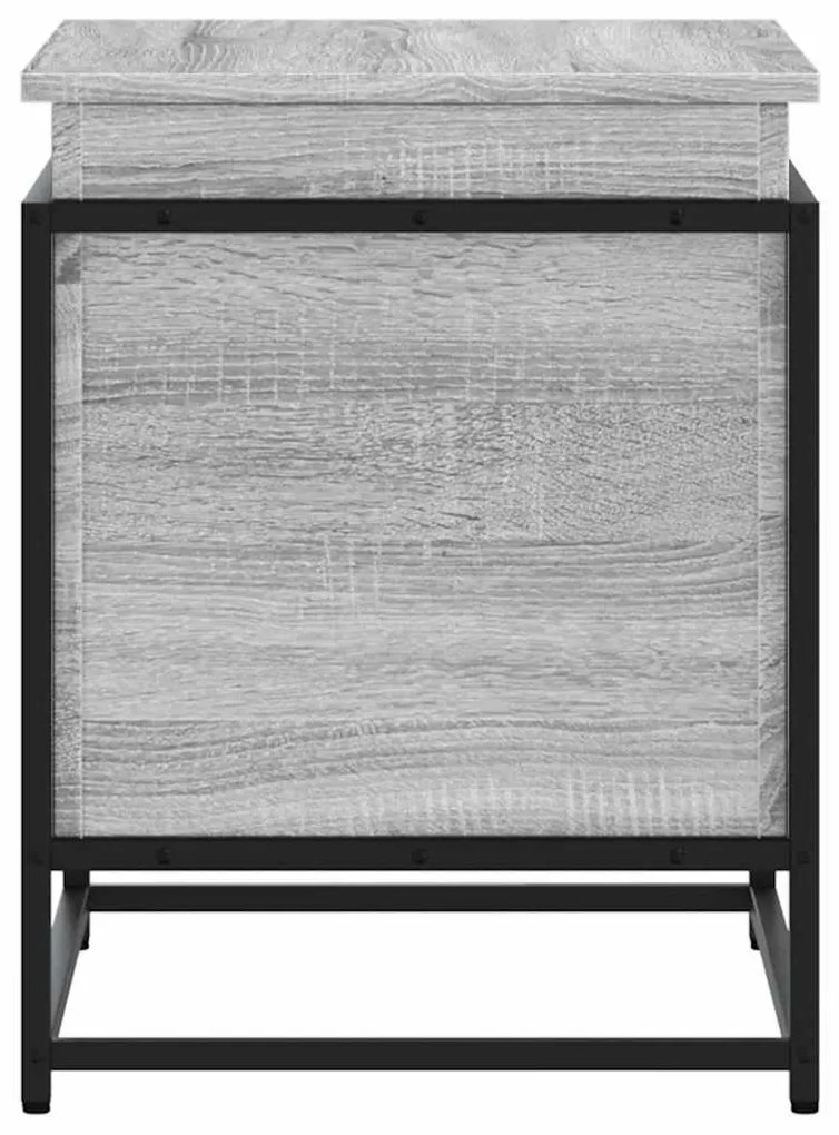 szürke sonoma szerelt fa tárolóláda fedéllel 60x40x51,5 cm