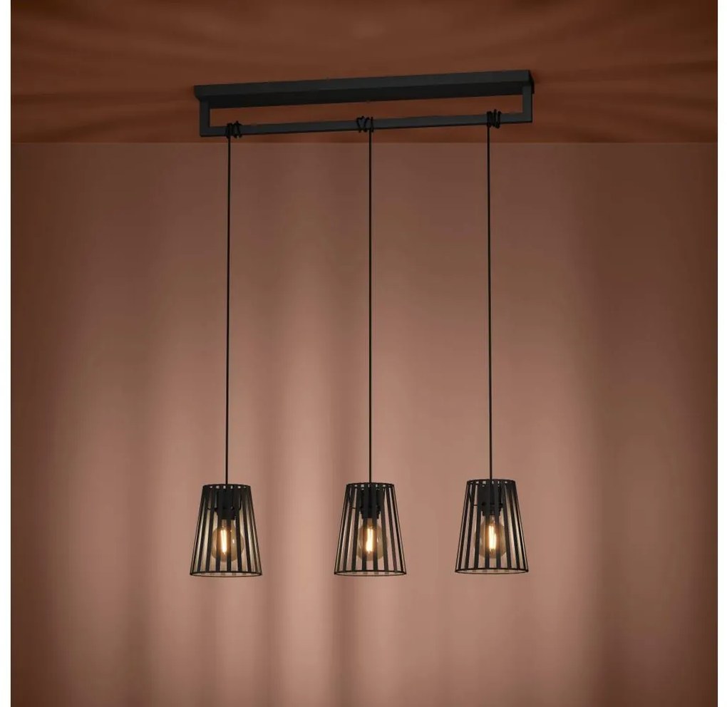 Eglo 390003 - Csillár zsinóron BOGOTA 3xE27/40W/230V fekete