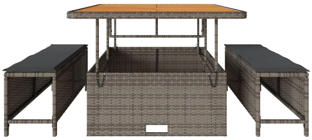 Kert étkező szett Szürke Poli rattan