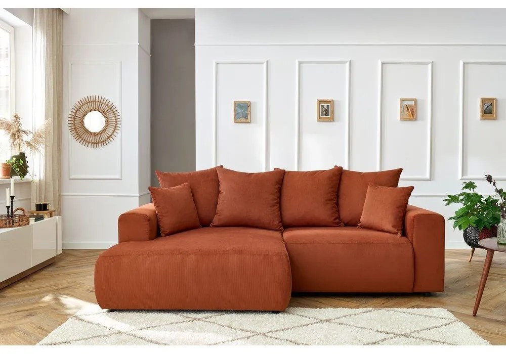 Narancssárga bársony sarokkanapé Enjoy – Bobochic Paris