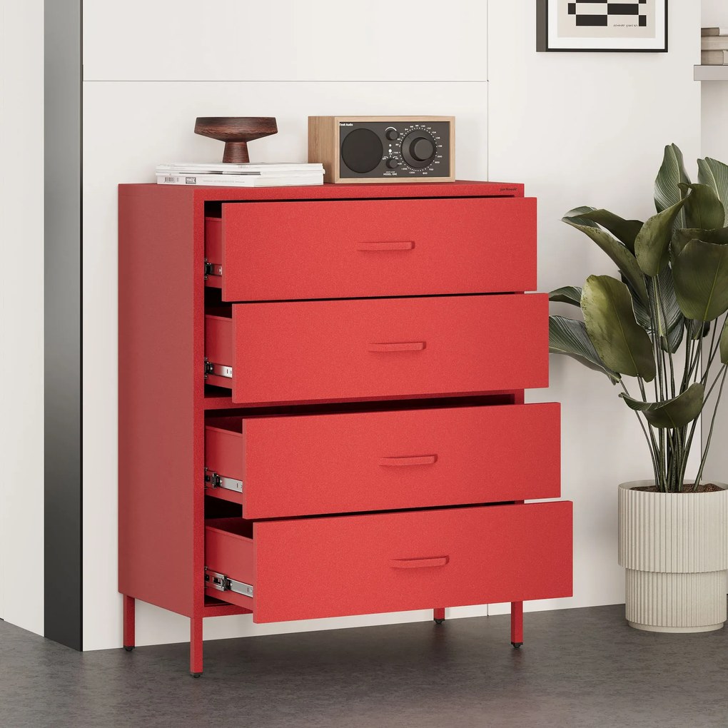 Komód CARLA , 800 x 1015 x 400 mm, Modern: piros