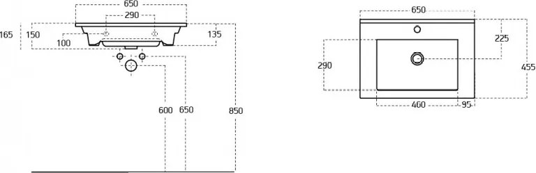 VivaStyle KARINA 65 lábon álló fürdőszobabútor 3 fiókos Sanovit ATRIA 9065 mosdóval 65 x 45,5 cm