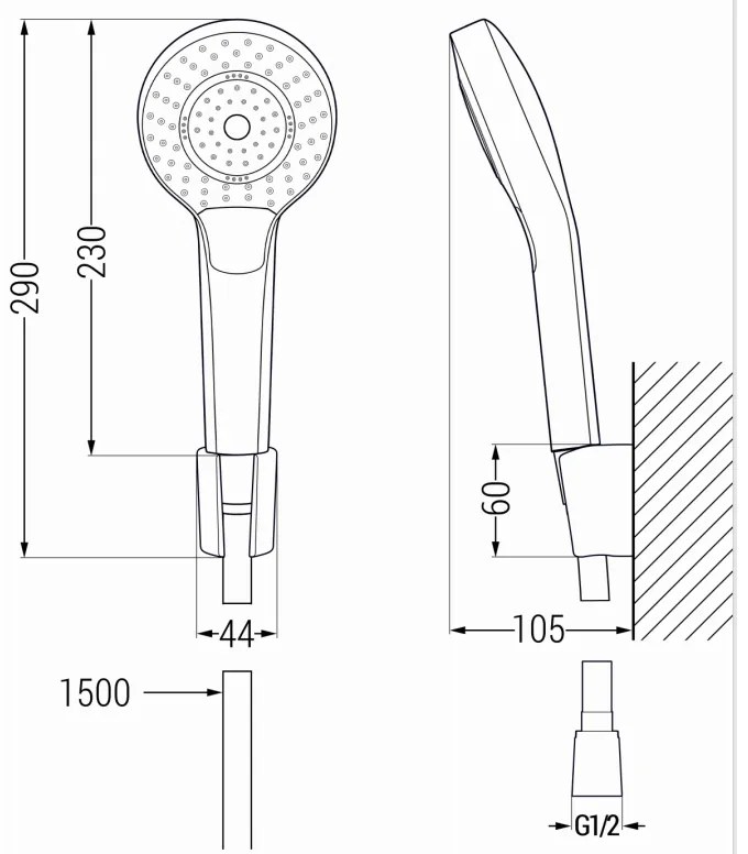 Mexen Milo - R05 zuhanygarnitúra kádcsapteleppel és alacsony mosdócsapteleppel, fekete, 713053R05-70